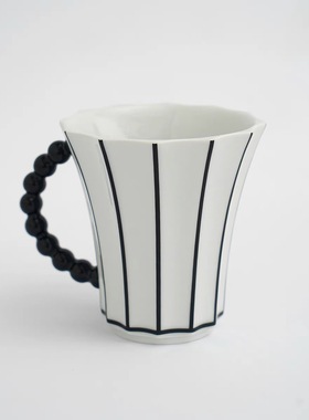 Endless stars 复古黑白条纹立体马克杯创意陶瓷杯男女法式咖啡杯