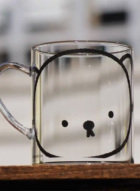 Endless stars可爱ins简约小熊玻璃水杯牛奶杯早餐杯带把手可微波