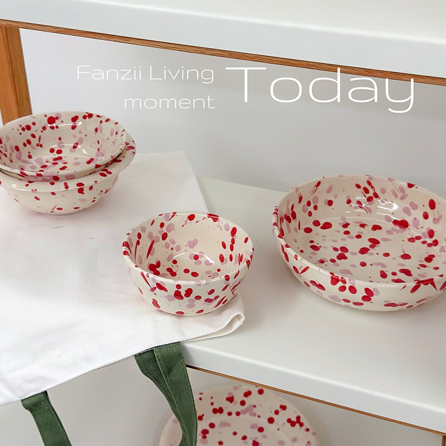 人气高颜值泼墨ins陶瓷盘碗汤碗