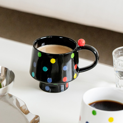 美式复古波点陶瓷杯马克杯咖啡杯