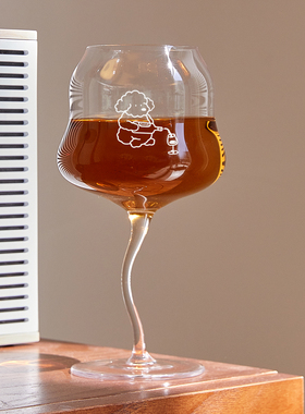 ENDLESS STARS 小狗高脚杯高颜值透明红酒杯轻奢高档水晶酒杯送礼