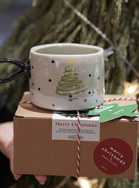 Endless stars原创会下雪的圣诞杯子圣诞树雪人陶瓷马克杯礼物