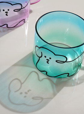 设计师款星球小狗渐变玻璃水杯