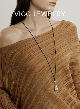 VIGG拉丝贝纹项链女复古高级感