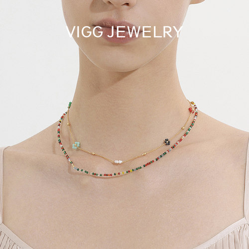 VIGG莫奈花园项链女高级设计感2026年新款时尚轻奢百搭串珠配饰品