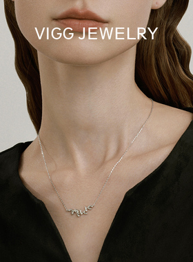 VIGG橄榄枝项链女纯银轻奢锁骨链