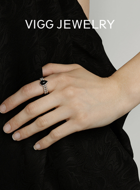 VIGG滴墨开口戒指女时尚高级感设计2025年新款百搭个性食指配饰