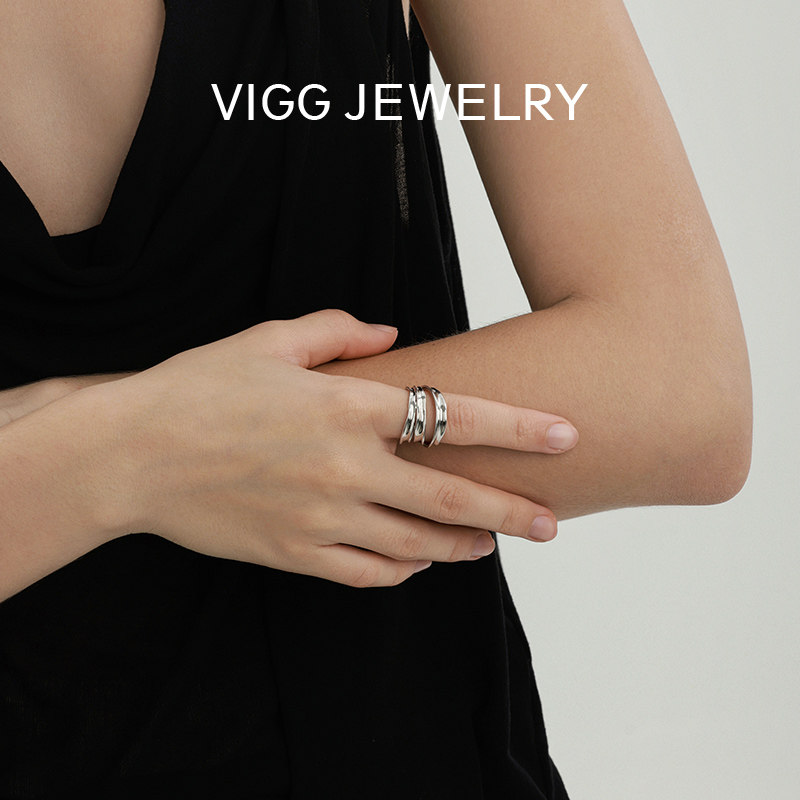 VIGG线条开口戒指女轻奢高级简约风饰品2026新款个性设计感指环