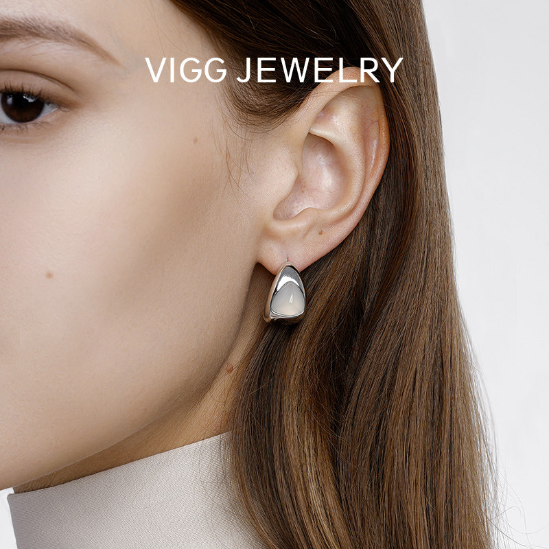 【明星同款】VIGG冰川耳钉女高级感设计2025年新款轻奢银针耳饰品