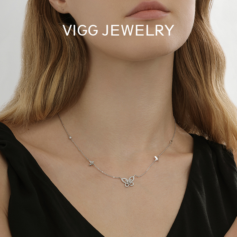 VIGG小福蝶项链女轻奢小众设计锁骨链时尚百搭蝴蝶吊坠高级感饰品