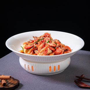 酒店炒鸡大盘鸡剁椒鱼头专用盘陶瓷蜡烛加热保温商用干锅明炉餐具