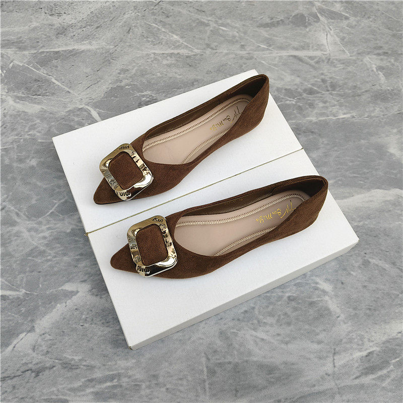 平底鞋女方扣单鞋女2025年新款尖头舒适黑色浅口百搭通勤工作瓢鞋,女鞋,浅口单鞋,淘宝优惠券,粉丝福利购,淘宝优惠卷