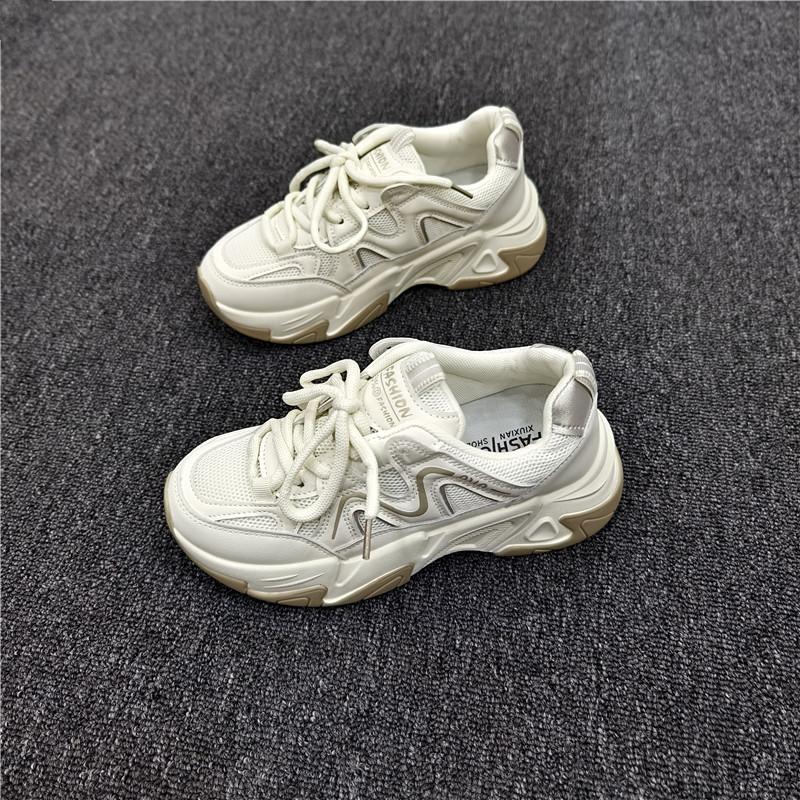 系带厚底老爹鞋女休闲网面跑步鞋