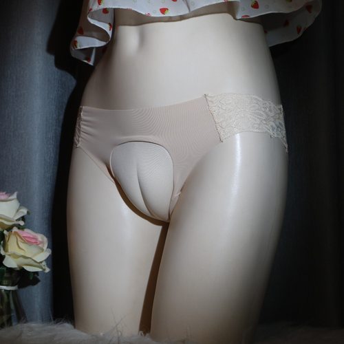 男士无痕冰丝男娘变装隐藏jj假阴垫片内裤性感骆驼趾反串大佬裤头
