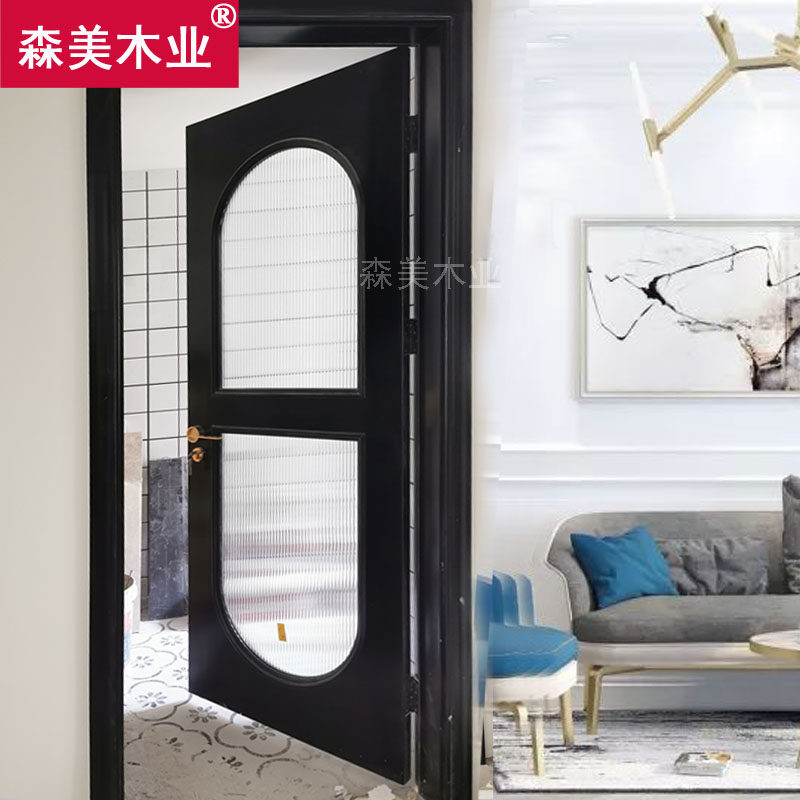 室内套装烤漆门法式扣线轻奢复古木门简美式弧形门长虹玻璃厨房门