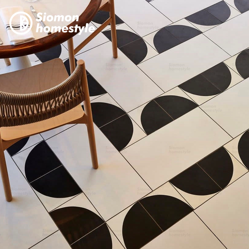 花砖法式复古黑白扇形拼花瓷砖厨房浴室餐厅阳台酒店民宿花园地砖