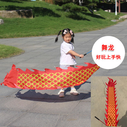 甩龙舞龙儿童手舞龙彩带舞健身龙带道具彩带棒耍空竹龙彩条广场舞