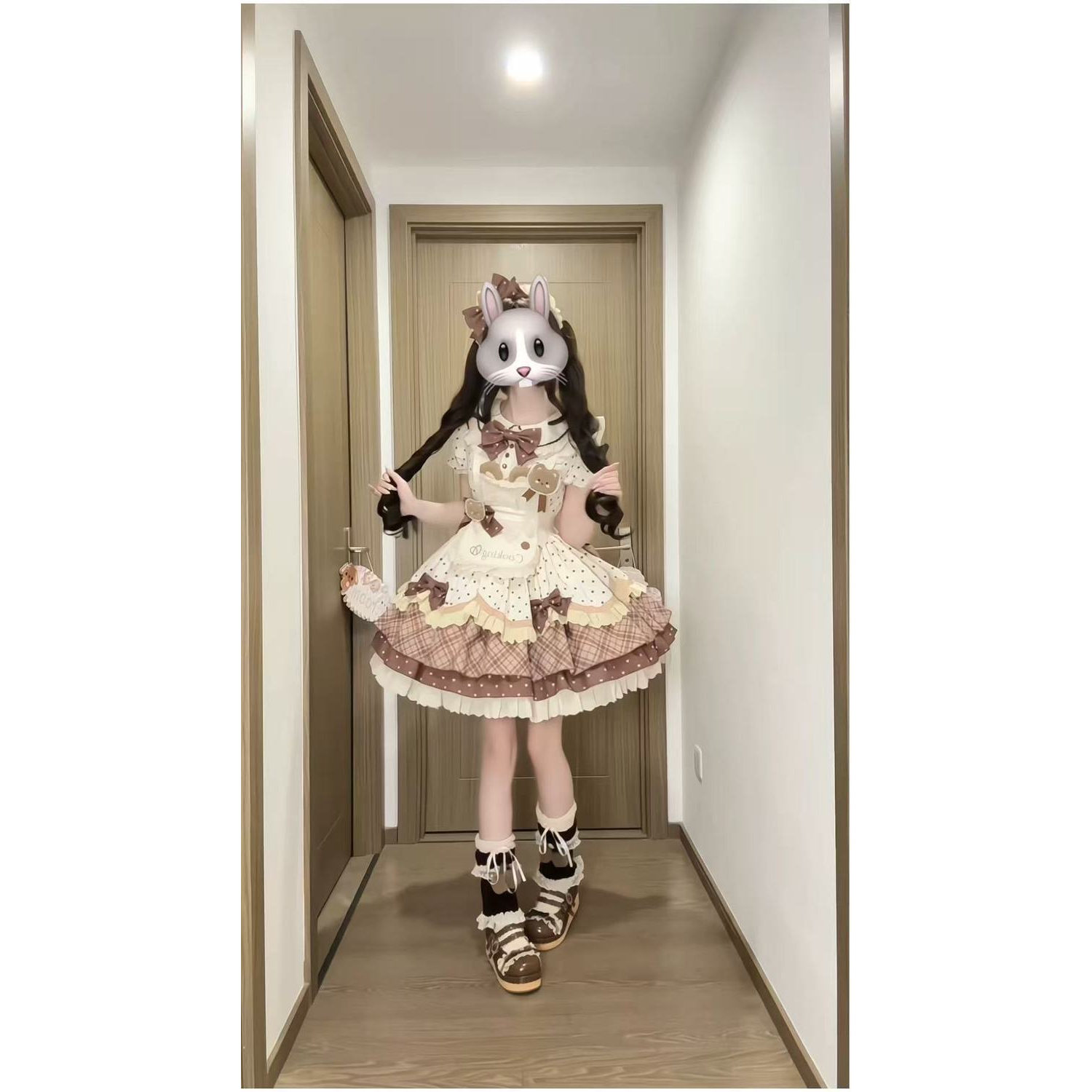 原创新品小熊烘焙师甜美可爱op围裙连衣裙Lolita短款蓬蓬公主裙