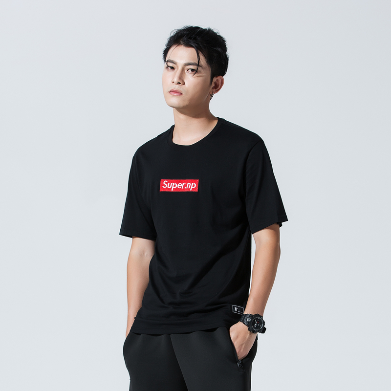 新款夏季男t恤短袖情侣纯棉学生衣服修身透气刺绣Sup上衣潮流半袖