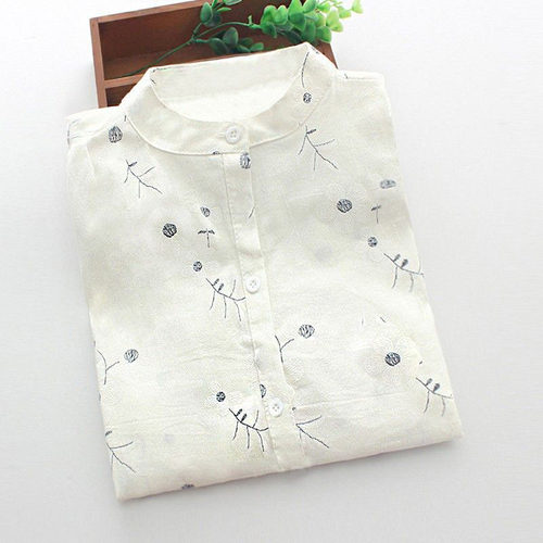 碎花棉麻衬衫女设计感小众上衣