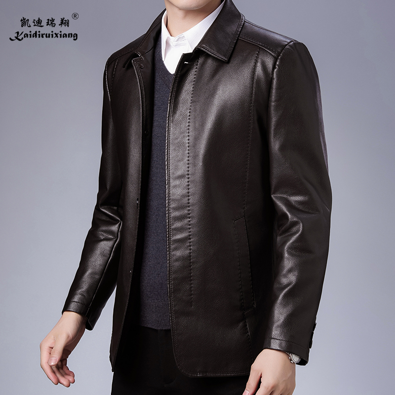 休闲时尚商务男士羽绒服皮衣新款