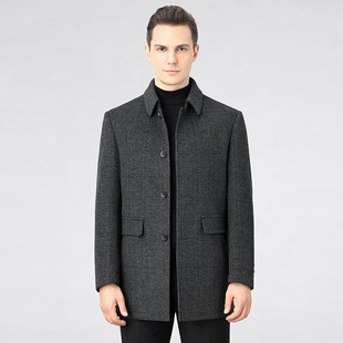 专柜双面呢羊绒大衣2025秋冬中年男士鹅绒加厚保暖时尚外套爸爸装