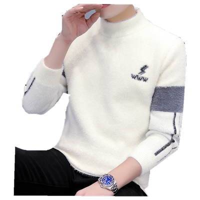 秋冬水貂绒男士毛衣青年时尚