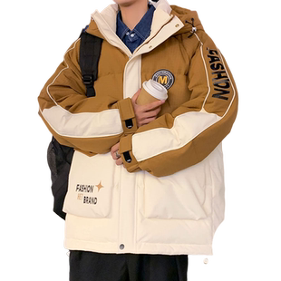 羽绒服男款冬季青少年休闲保暖连帽90白鸭绒外套初高中学生厚衣服