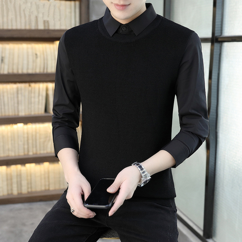 春秋季痞帅假两件保暖长袖