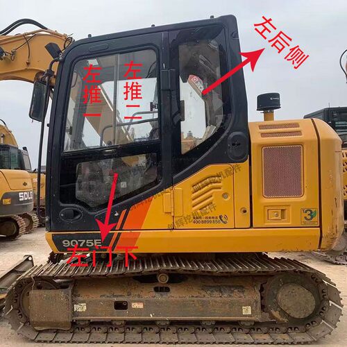 挖掘机柳工LG9075E/75驾驶室前档上下挡风推拉门窗车门后档玻璃
