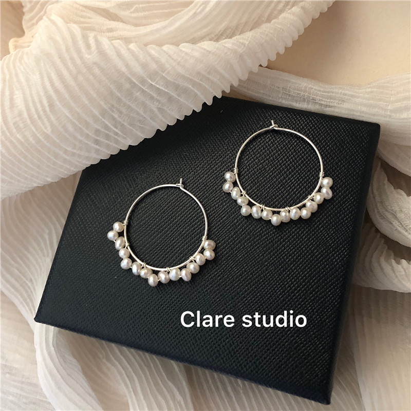 情结手作花边天然淡水s925耳环