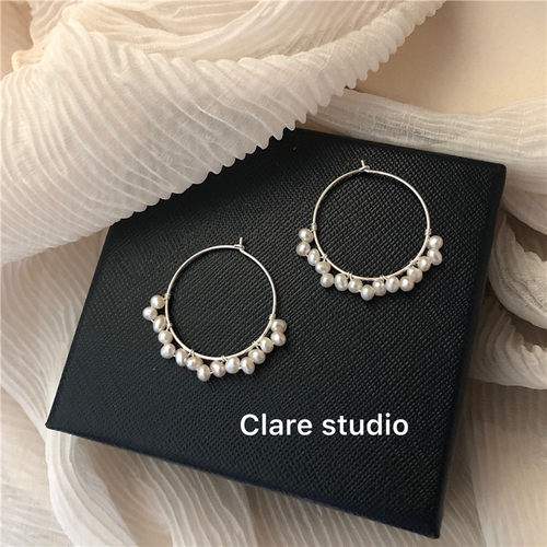 情结手作花边天然淡水s925耳环