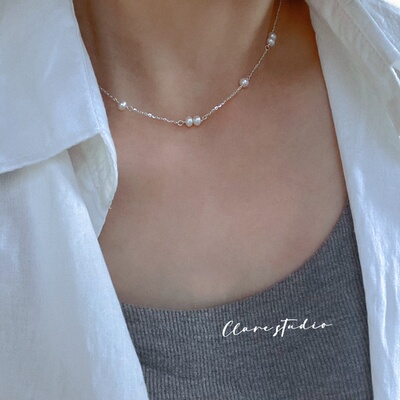 原创纯银满天星珍珠项链可调节