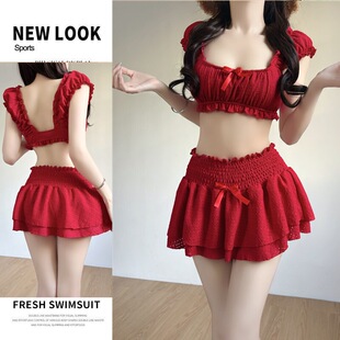 甜美仙女范分体裙式 泳衣女性感ins风显瘦遮肚保守度假温泉游泳装
