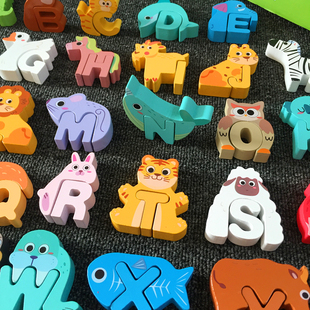 立体拼图儿童益智字母交通动物认知配对积木宝宝早教启蒙亲子玩具