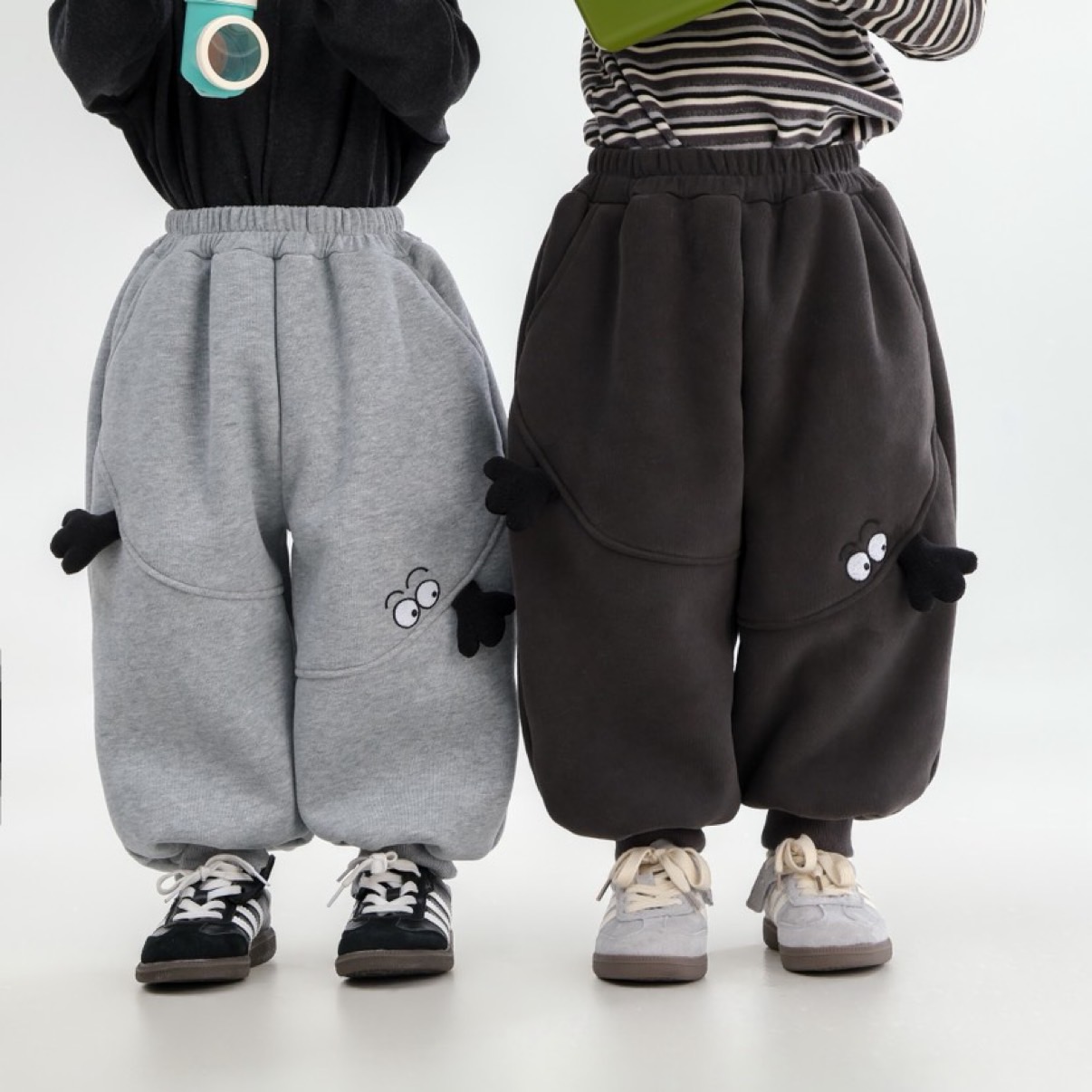 Bi8Bo2025冬季新款儿童加绒卫裤男女童加厚保暖休闲裤束脚裤