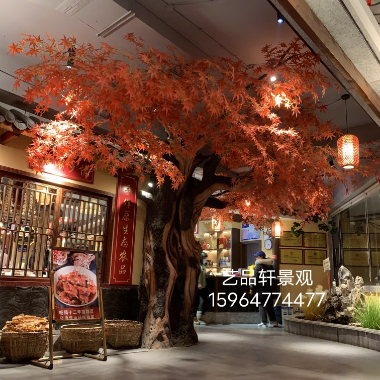 高仿真樱花树装饰饭店柱子室内