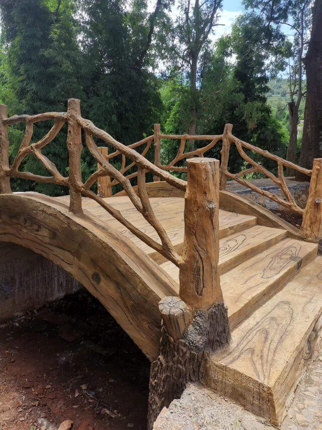 户外水泥木桥拱桥景区餐厅小桥流水凉亭木栈道庭院小木桥定制