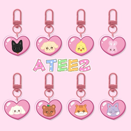 ATEEZ《ANITEEZ》周年表情包钥匙扣 亚克力透明挂件 梯尼 周边ins