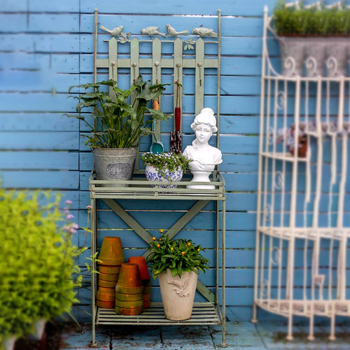 复古铁艺花架置物架露台庭院做旧