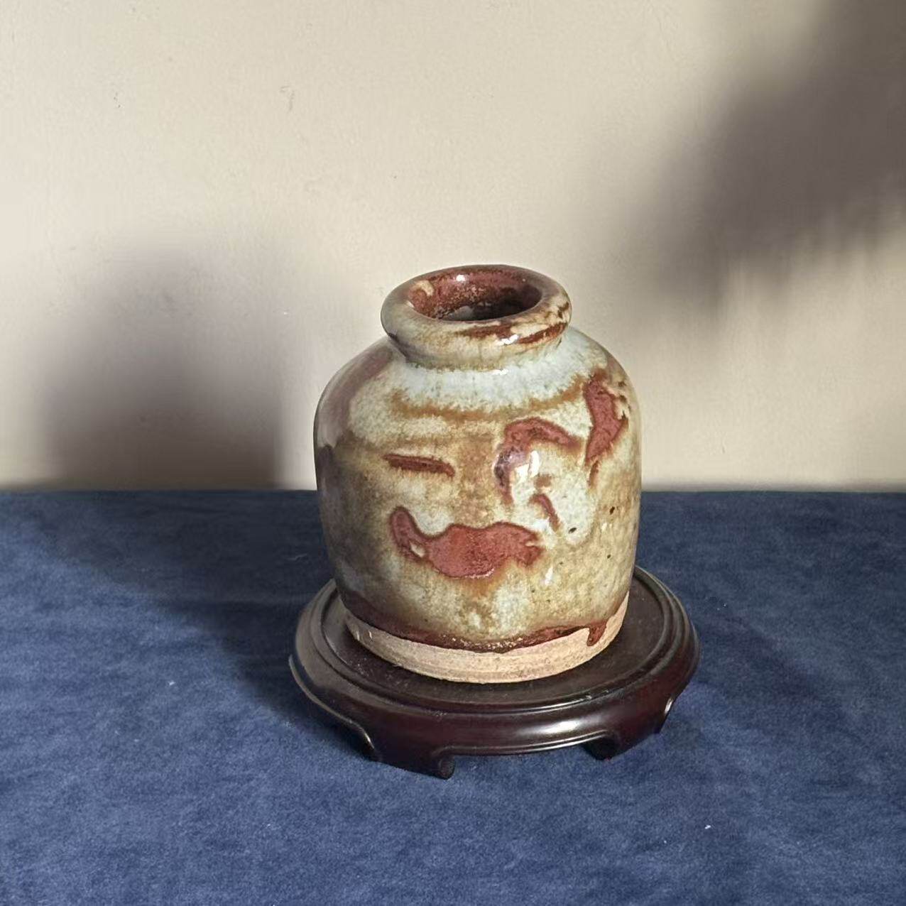 日月堂清代窑变三彩尊粉彩人物花瓶摆件老物件老瓷器摆件古玩收藏