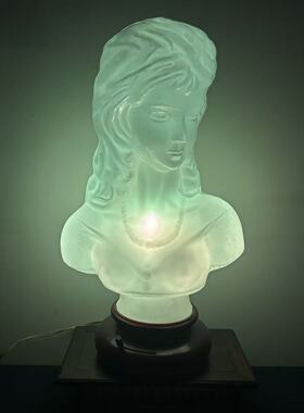 日月堂老上海风情琉璃贵妇台灯琉璃玉兰台灯 怀旧装饰摆件 可点亮