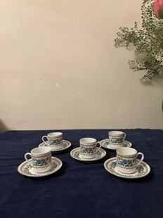 日月堂五六十年代青花瓷咖啡杯杯碟摆件老物件古玩收藏