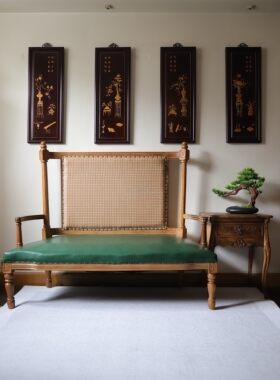 日月堂 民国西洋真皮沙发 复古怀旧餐厅茶吧美式家具实木中古座椅