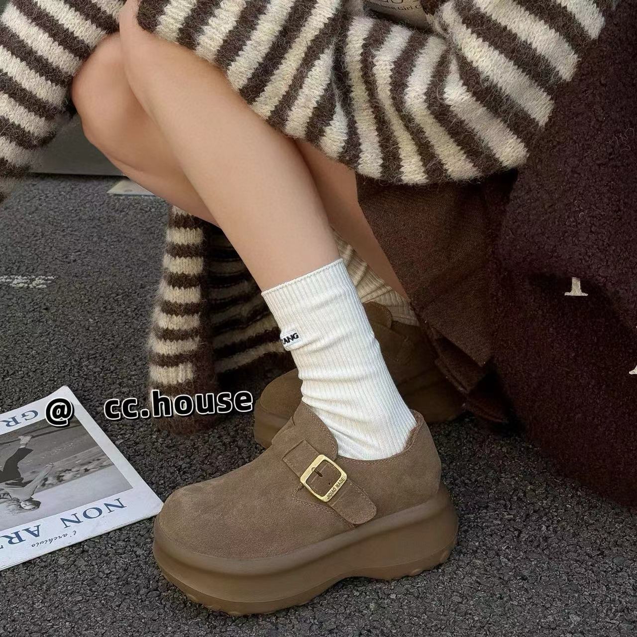 欧洲站2025冬季新款时尚加绒保暖雪地靴女百搭厚底增高勃肯棉鞋潮