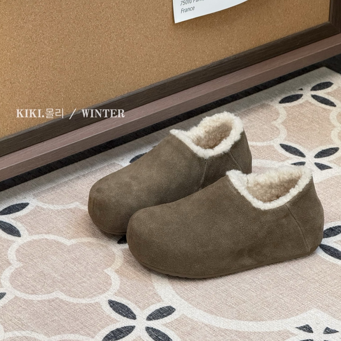 欧洲站2025冬季款复古反绒磨砂牛皮一脚蹬套脚加绒勃肯鞋保暖棉鞋