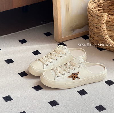 欧洲站2026春季新款时尚平底舒适小白鞋女百搭休闲一脚蹬半拖板鞋