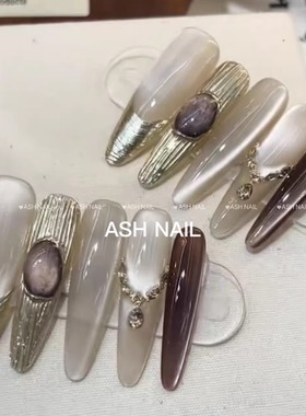 ASH/布契拉提 小众美甲穿戴甲气质仙女复古猫眼细狗高级