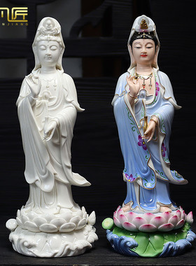 菩萨供奉摆件白瓷观音佛像