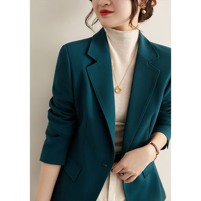 日系高定小西装外套 气质修身版型2023早秋新款女装短款蓝色西服